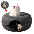 Felt Donut Cat Tunnel Bed — 2-in-1 Play Tunnel and Cozy Sleep Bed for Cats and Small Dogs