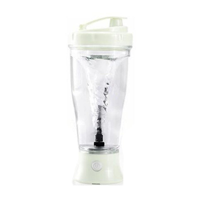 Automatic blender bottle in white with built-in motor for perfect protein shakes every time - SBDS WORD Canada