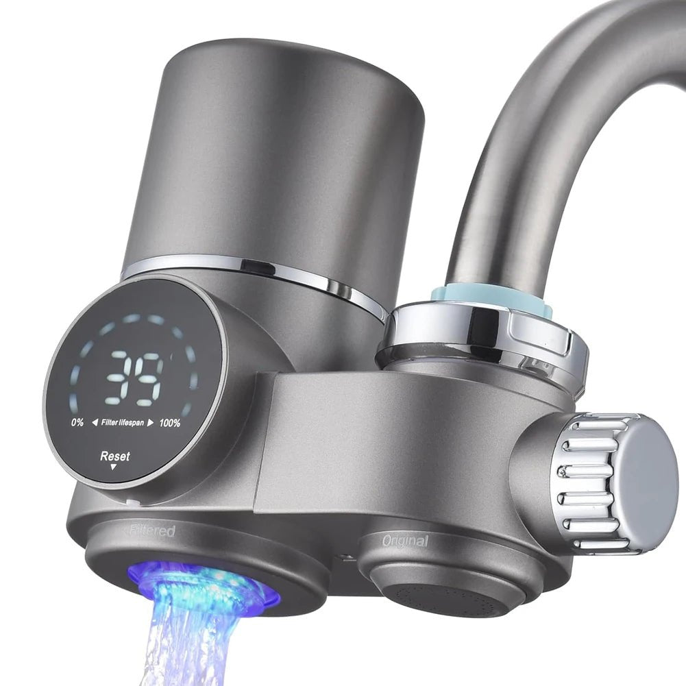 Faucet water filter for kitchen sink tap that removes chlorine lead sediment and contaminants from Canadian tap water for cleaner safer drinking water