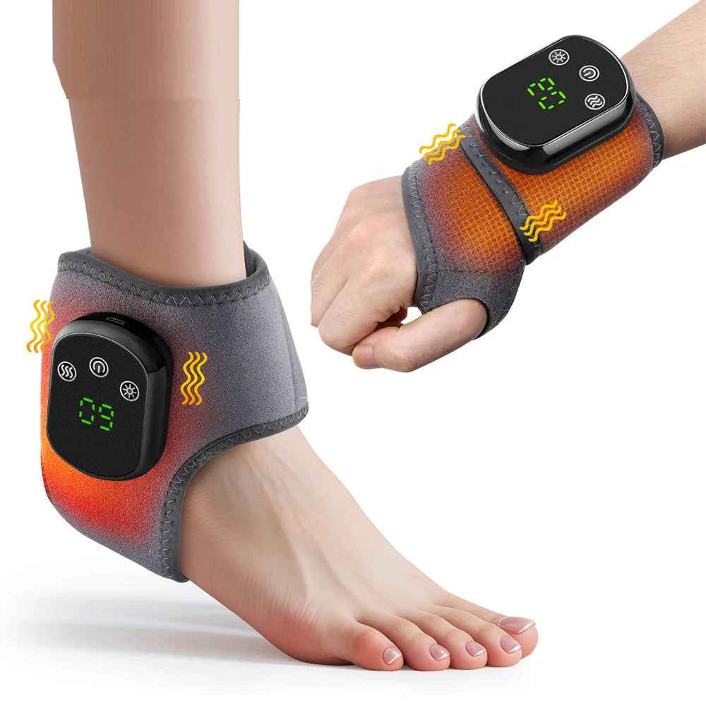 Ankle heat vibration massager providing professional physiotherapy-grade relief for chronic ankle joint and muscle pain from home without an appointment - modern recovery solution Canada