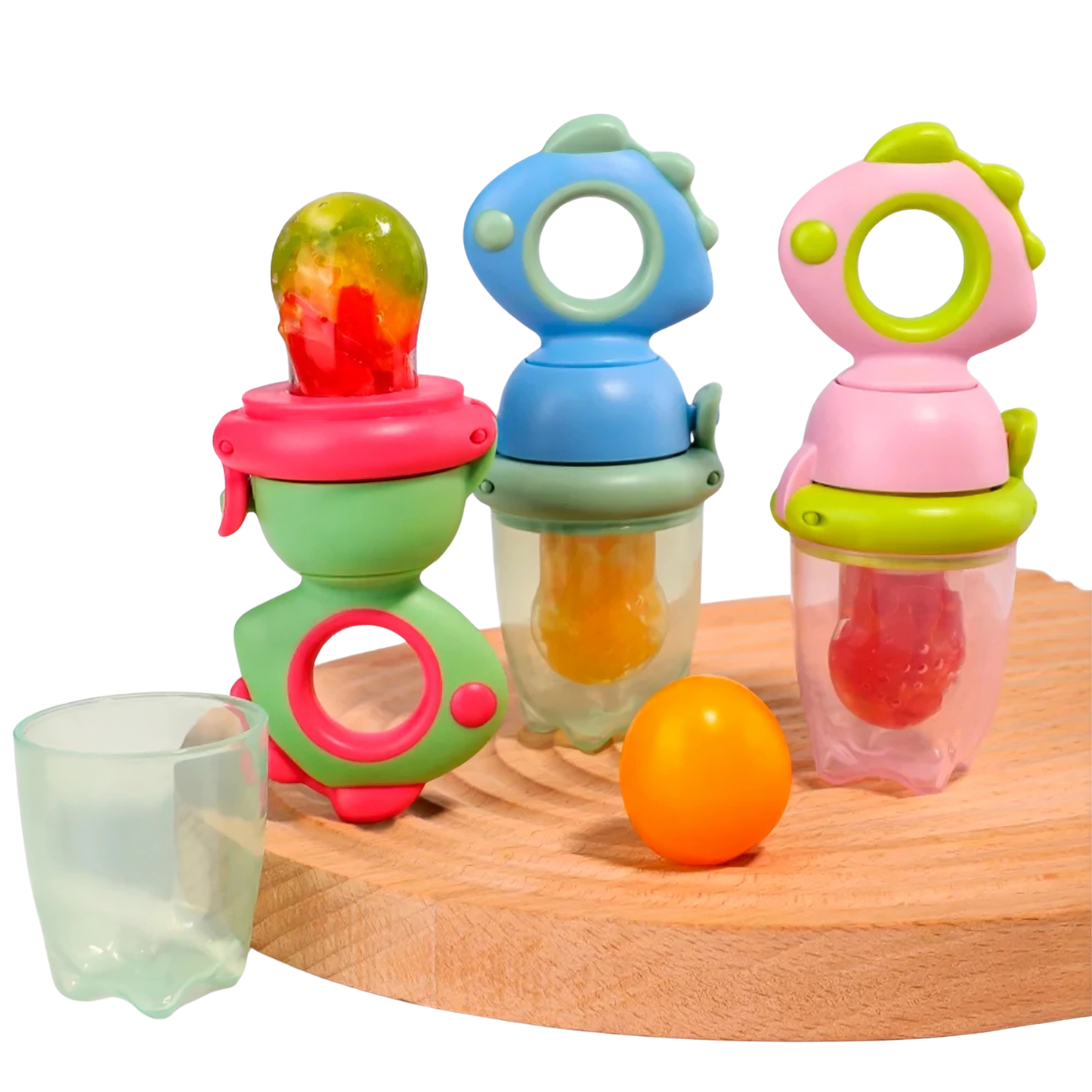 Baby fruit squeezer feeder with silicone mesh safely delivering fresh mashed fruits to baby without choking hazard - modern baby feeding solution Canada