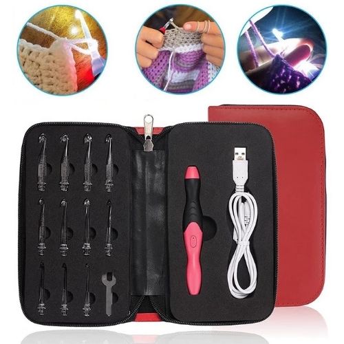 LED crochet hook set Canada — light-up ergonomic hooks for crocheting dark yarn and evening crafting