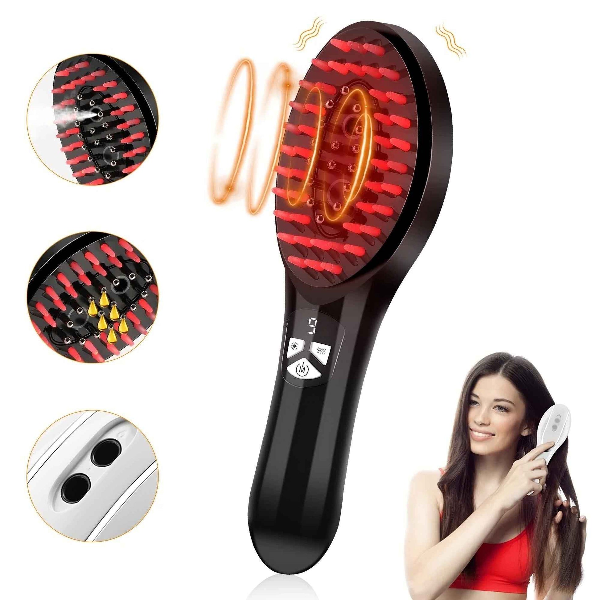 EMS Electric Spray Massage Comb — Scalp Stimulation with Mist Spray for Thicker Healthier Hair