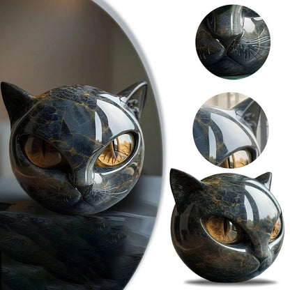 Decorative Black Cat Stone Figurine - SBDS WORDTR-9759black cat figurinecat sculpturehome decor