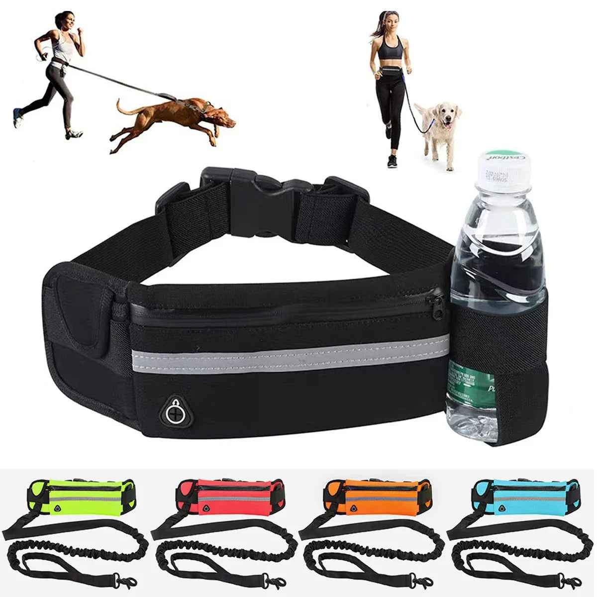 Hands-Free Dog Leash — Waist Belt Running Leash for Active Dog Owners and Joggers