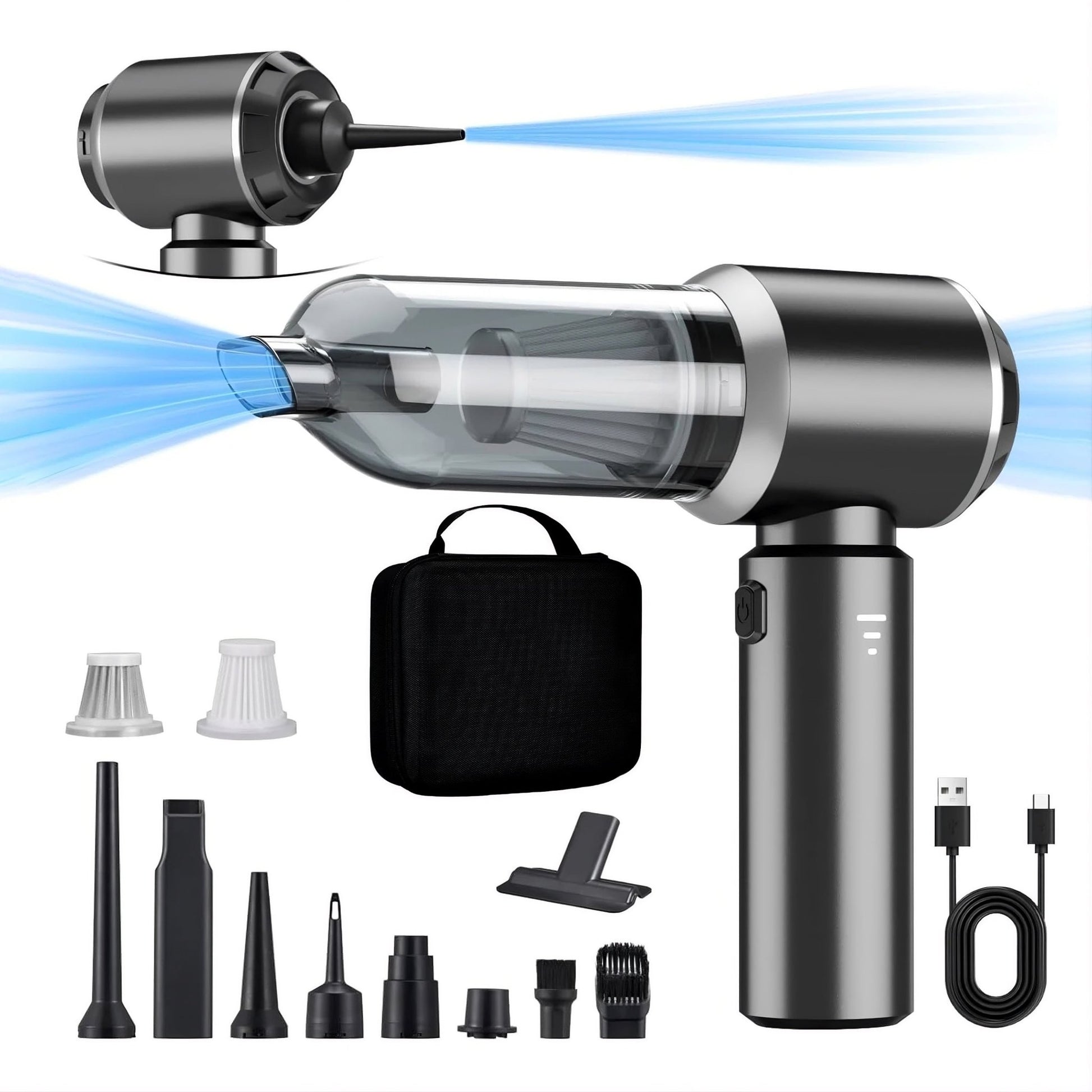 4-in-1 cordless car vacuum cleaner removing crumbs and pet hair from car seat - SBDS WORD Canada