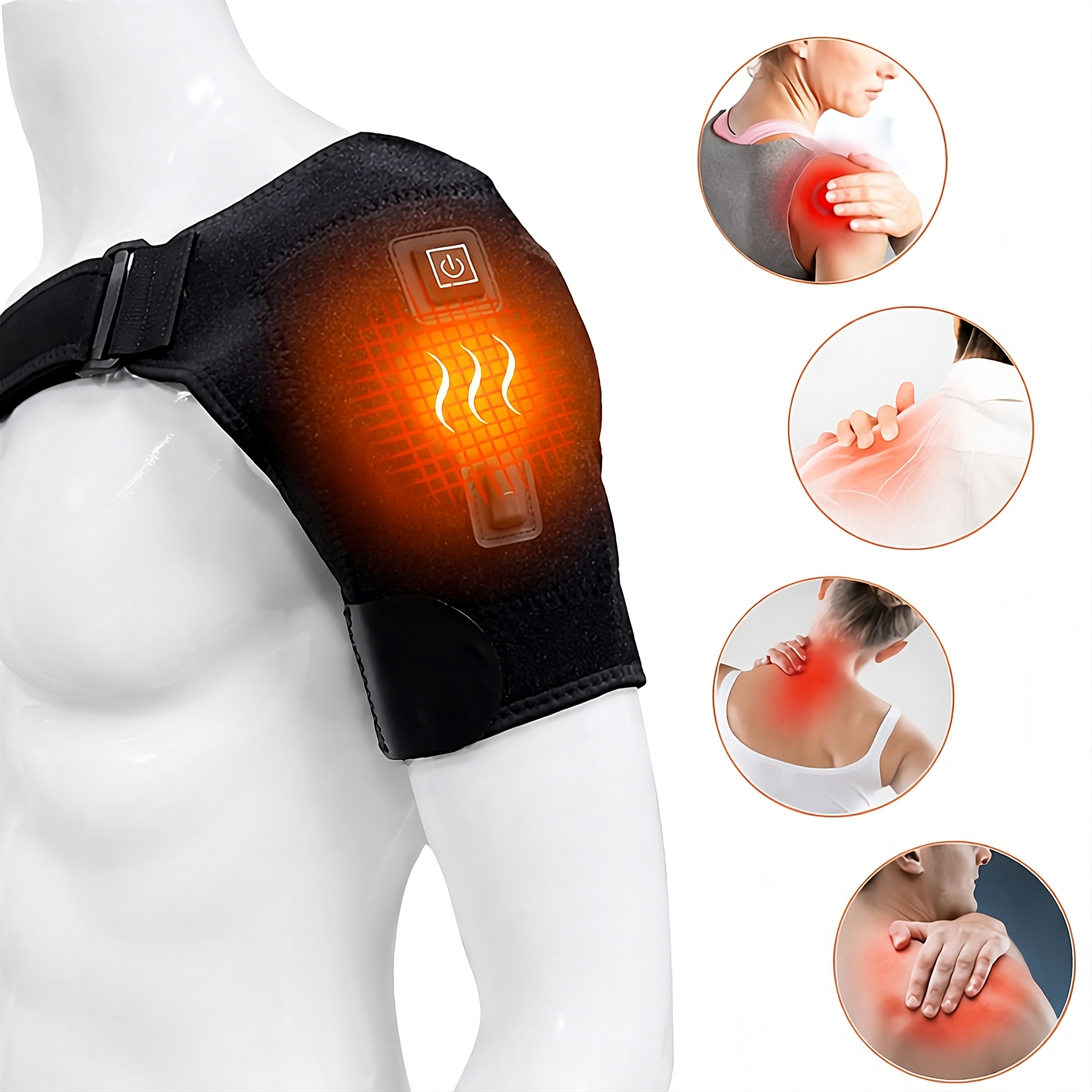 USB Heated Shoulder Brace Rotator Cuff SBDS WORD