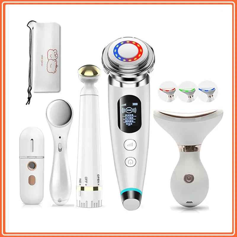 EMS skin tightening device kit with light therapy and microcurrent tools, ships free across Canada
