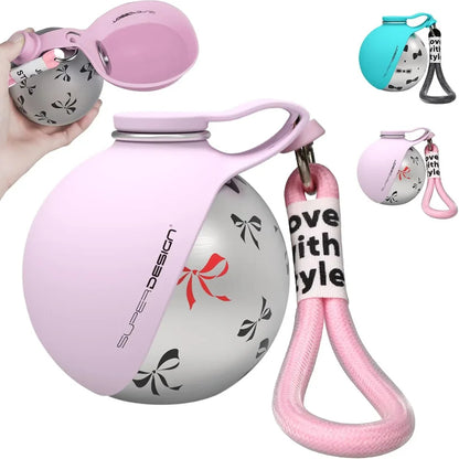 Portable dog water bottle with built-in silicone bowl for one-hand hydration on walks hikes and outdoor adventures - modern pet care solution Canada
