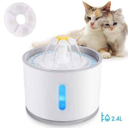 Automatic cat water fountain with flower petal design for hydration, ships free across Canada