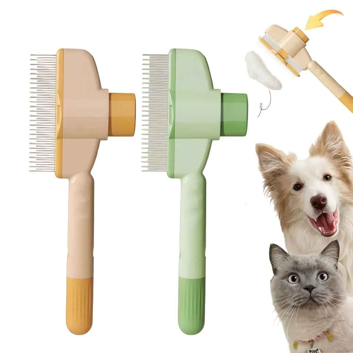 Pet Hair & Flea Comb — Self-Cleaning Dual-Style Grooming Comb for Cats & Dogs