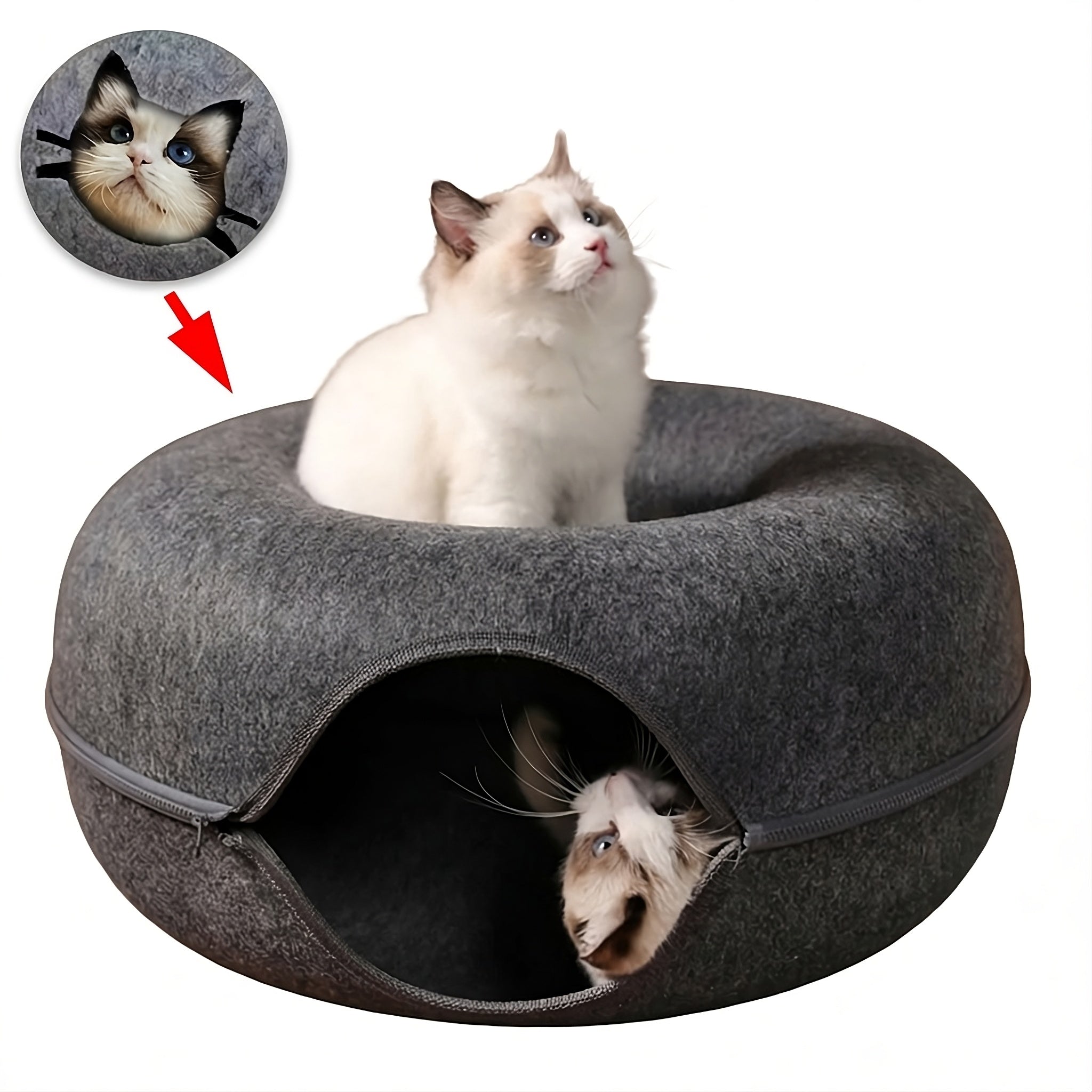Felt Donut Cat Tunnel Bed SBDS WORD