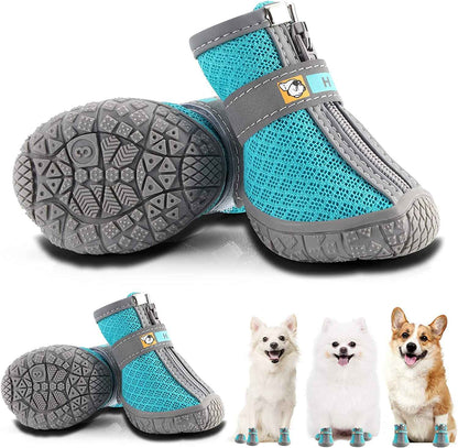 Dog Shoes for Hot Pavement — Breathable Paw Protection Boots, 4-Pack