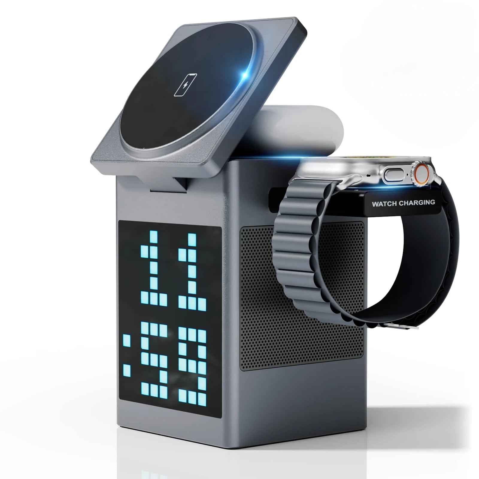 6-in-1 Magnetic Wireless Charger and Bluetooth Speaker — Ultimate Desk Station with Audio