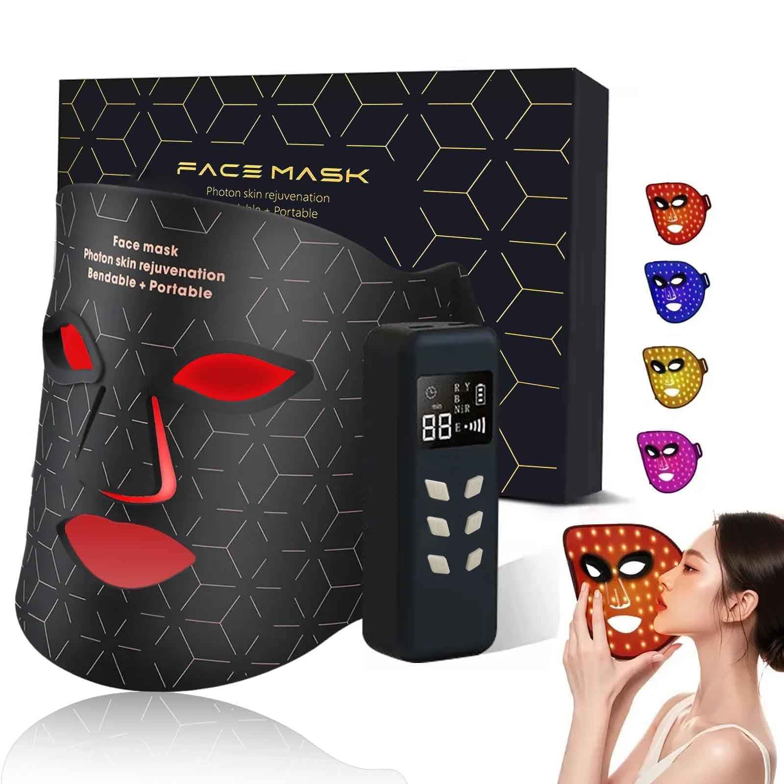 Facial red light therapy LED mask for collagen and skin renewal, ships free across Canada