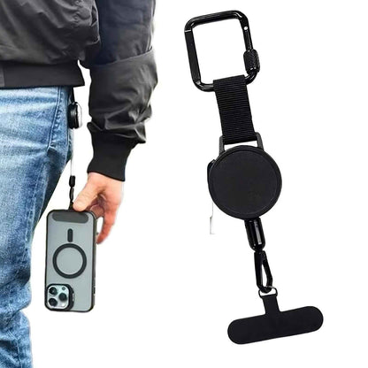 Anti-theft retractable phone strap attached to bag keeping smartphone secure from theft - SBDS WORD Canada