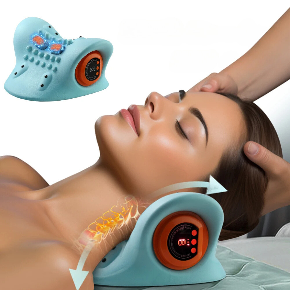 EMS Cervical Massager Stretcher — Adjustable 6-Speed Neck Traction with Heat