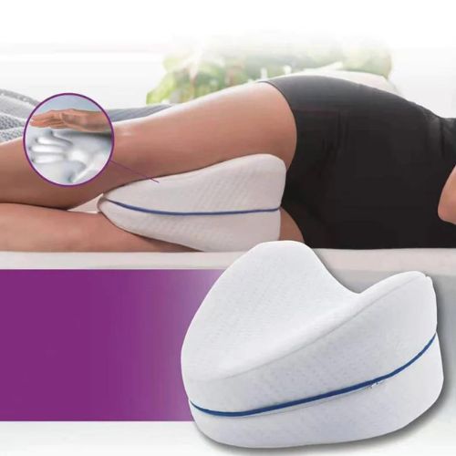 Knee pillow for side sleepers Canada — memory foam leg spacer aligning hips and spine overnight for back pain relief