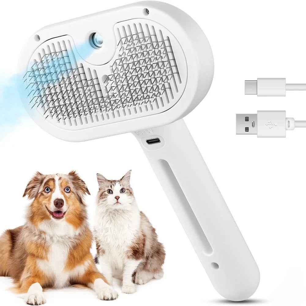 Pet Steam Grooming Comb — 3-in-1 Mist Brush for Hair Removal & Detangling