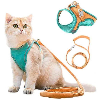Cat Vest Harness and Leash Set — Escape-Proof Adjustable Harness for Safe Cat Walks Outdoors