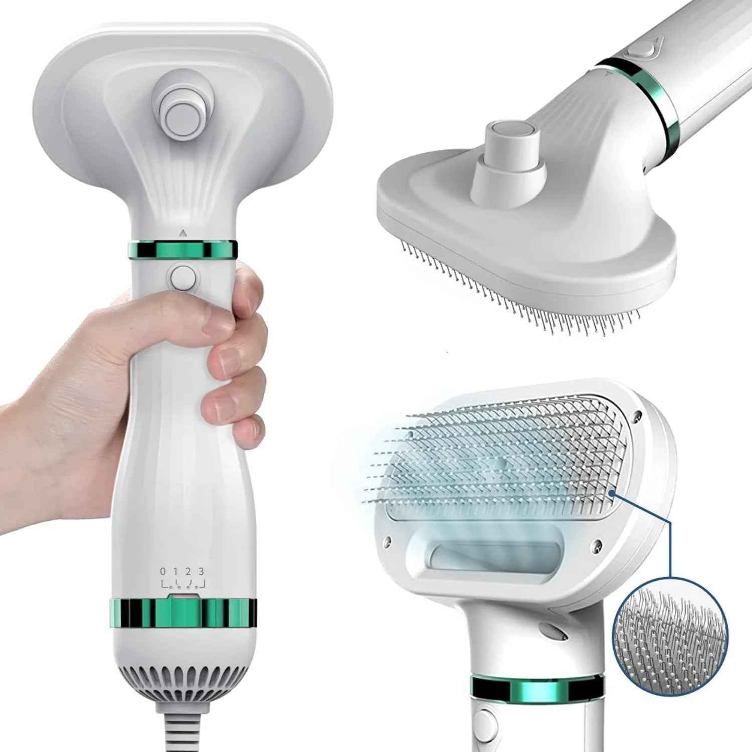 Pet Drying Brush — 3-Speed Heat Dryer & Grooming Brush for Dogs & Cats