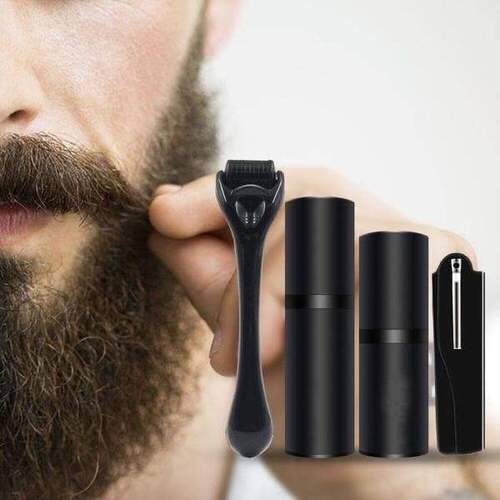 Beard growth grooming kit Canada — derma roller beard oil and balm set for fuller beard growth in 8-12 weeks