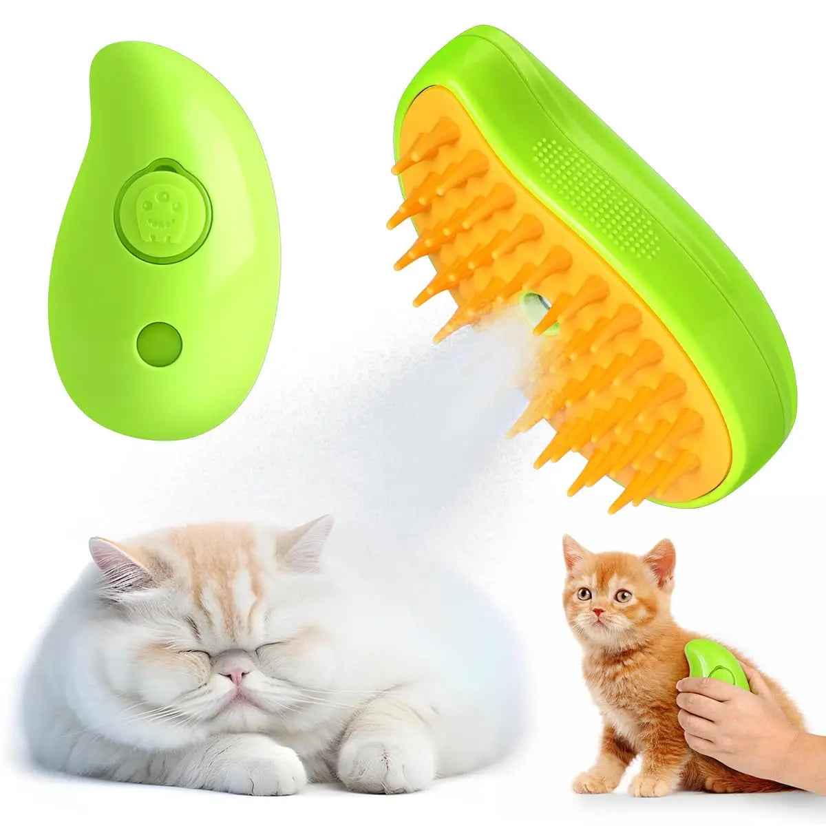 Steamy Brush for Cats — 3-in-1 Steam Grooming Tool for Shedding & Tangles