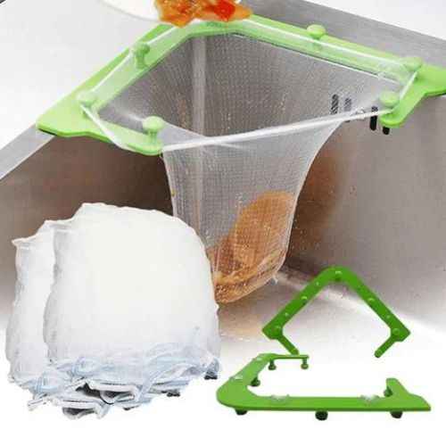 Sink Strainer Corner Basket — Stainless Steel Kitchen Drain Organizer