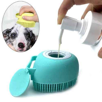 Pet Bath Brush — Silicone Shampoo Dispenser & Massage Brush for Dogs & Cats