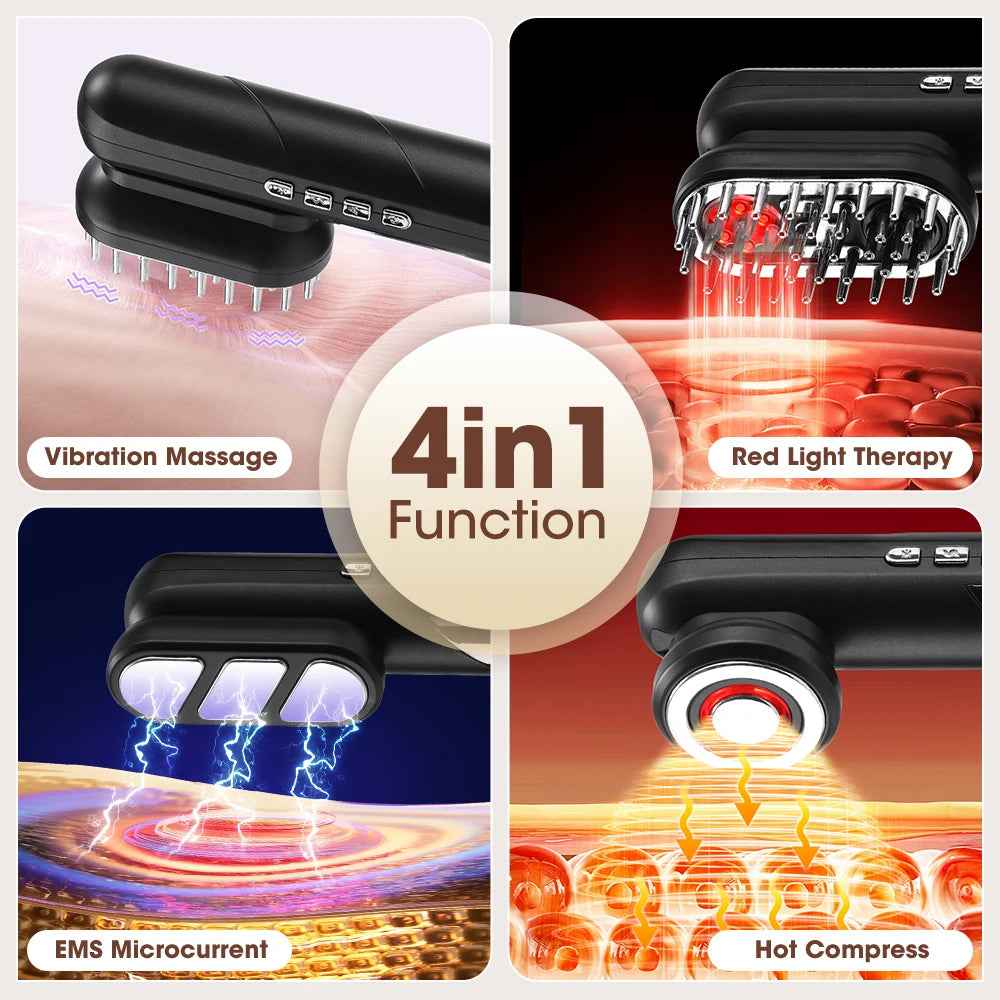 4-in-1 EMS Electric Scalp Massager Comb — Stimulates Hair Growth and Relieves Scalp Tension