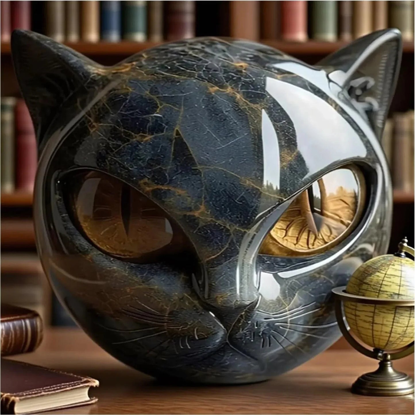 Decorative Black Cat Stone Figurine - SBDS WORDTR-9759black cat figurinecat sculpturehome decor