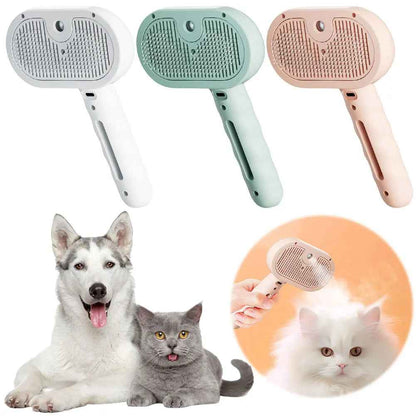 Pet Steam Grooming Comb — 3-in-1 Mist Brush for Hair Removal & Detangling