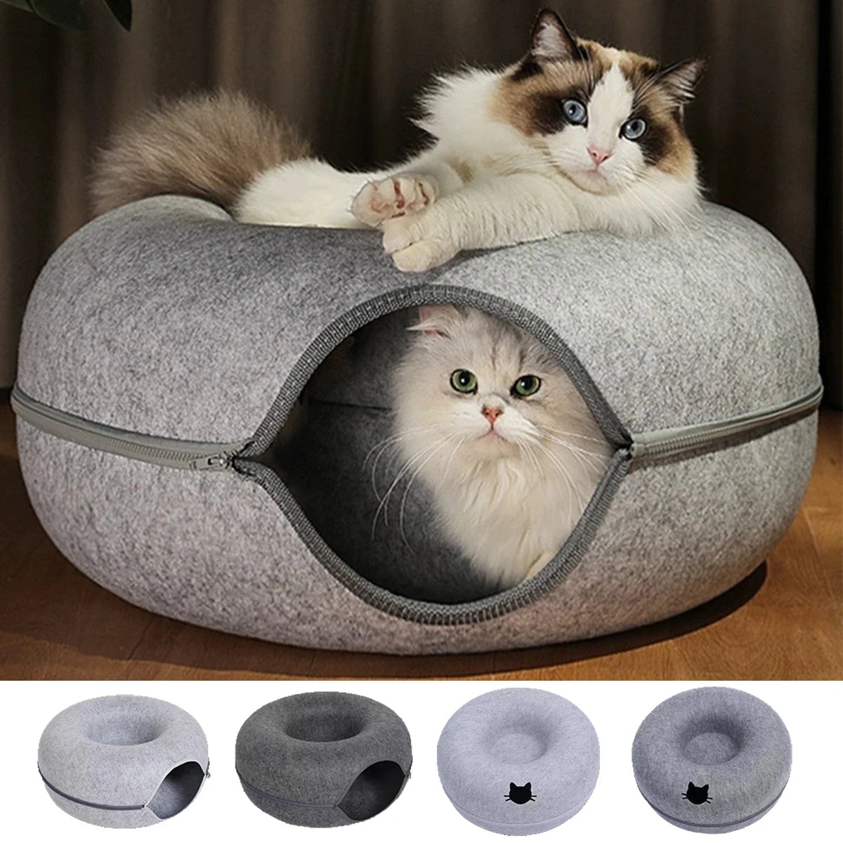 Felt Donut Cat Tunnel Bed SBDS WORD