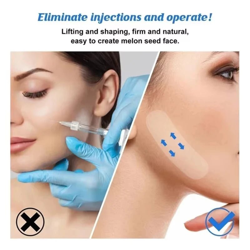 Ultra-thin waterproof face tape before and after showing instant lift result - SBDS WORD Canada