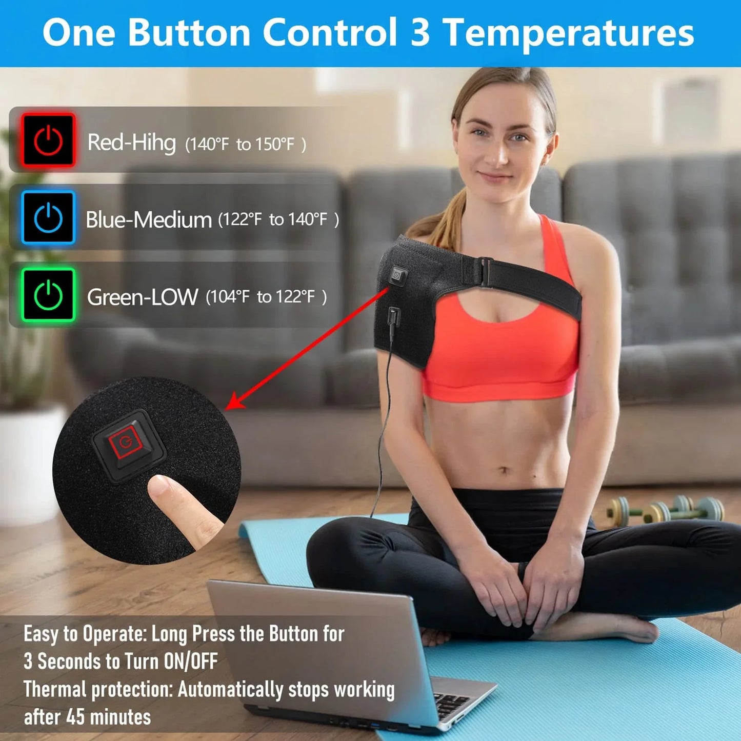USB Heated Shoulder Brace Rotator Cuff SBDS WORD