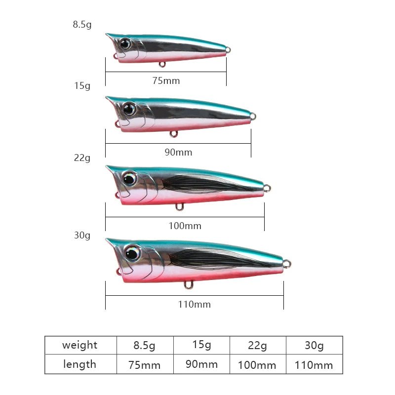 Popper Fishing Lure Hard Bait 8.5 - 30g - SBDS WORDTR-10409bass fishingfishing lurefreshwater fishing