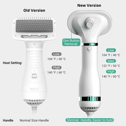 Pet Drying Brush — 3-Speed Heat Dryer & Grooming Brush for Dogs & Cats