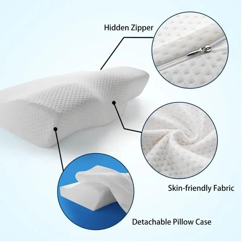 Travel neck pillow side view Canada — raised side walls stopping head-bob with rear-flat profile for airplane seats