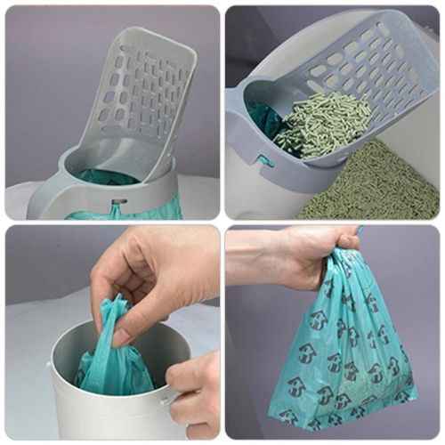 Cat Litter Scoop with Waste Bin — One-Hand Self-Cleaning Scooper