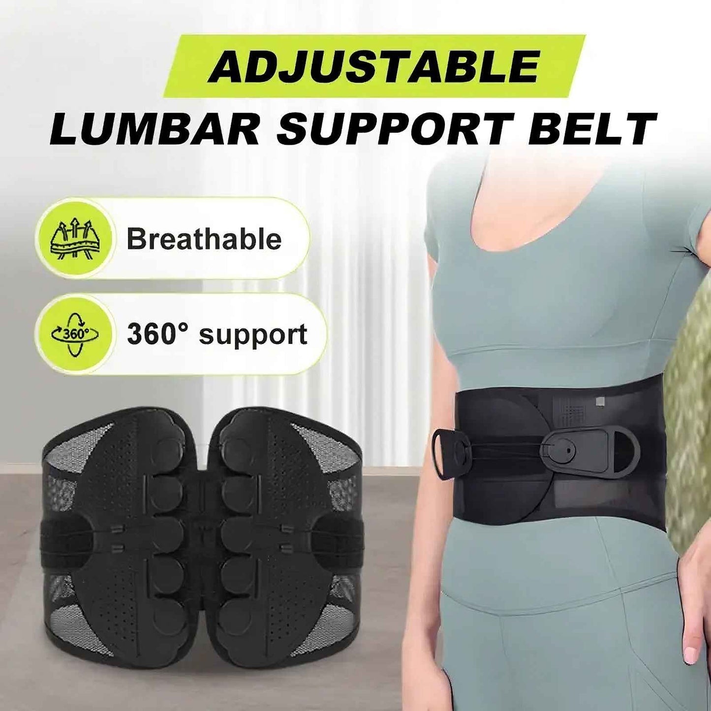 Adjustable Lumbar Support Belt — Double Pull Back Brace for Men & Women