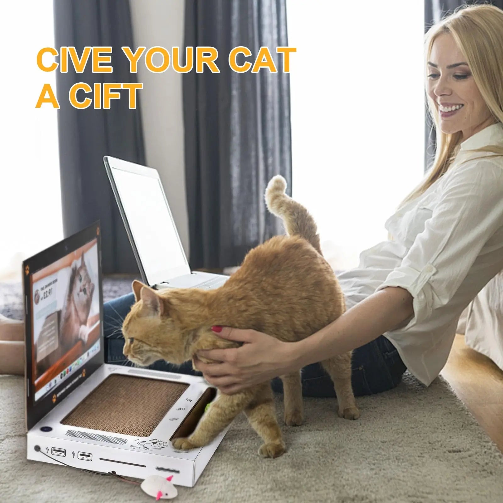 Cat Scratching Board Laptop SBDS WORD