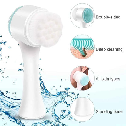 2-in-1 Double-Sided Silicone Face Brush — Deep Cleansing & Exfoliating Scrubber