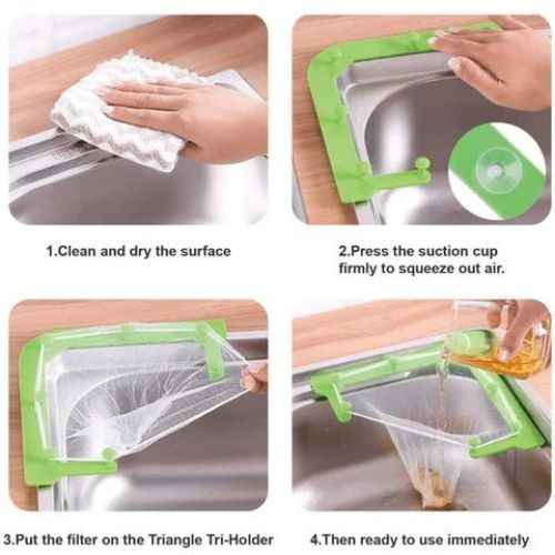 Sink Strainer Corner Basket — Stainless Steel Kitchen Drain Organizer