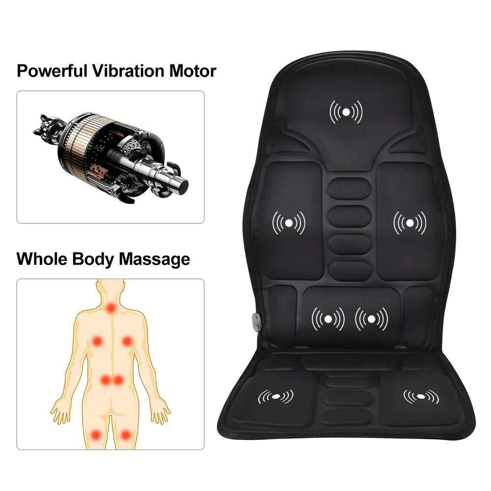 Vibrating Massage Chair Pad — 7 Motors, Full Body Heat Therapy for Car & Home