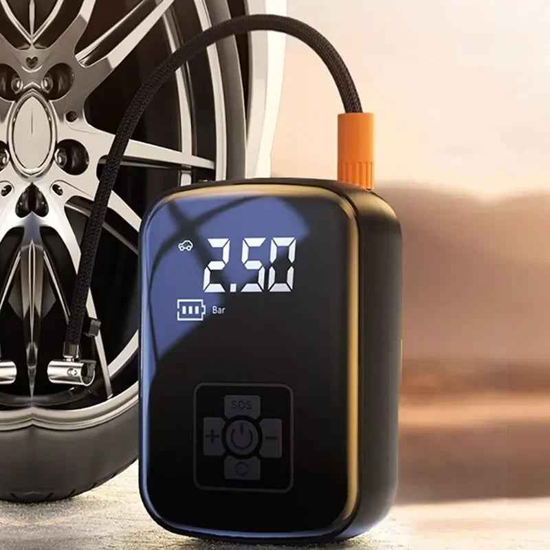 Portable Electric Tire Inflator — Cordless Digital Air Pump for Car Bike and Motorcycle Tires