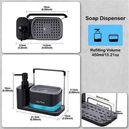 5-in-1 Soap Dispenser Organizer Set — Wall-Mount Pump for Hand Soap Shampoo and Lotion