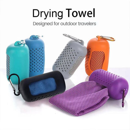 Microfiber cooling towel wrapped around neck providing instant temperature relief during exercise - SBDS WORD Canada