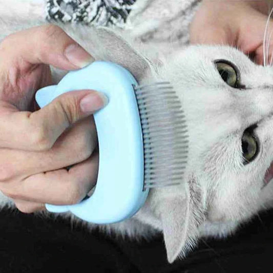Cat Grooming and Massage Comb — Deshedding Brush That Removes Loose Fur While Cats Enjoy It