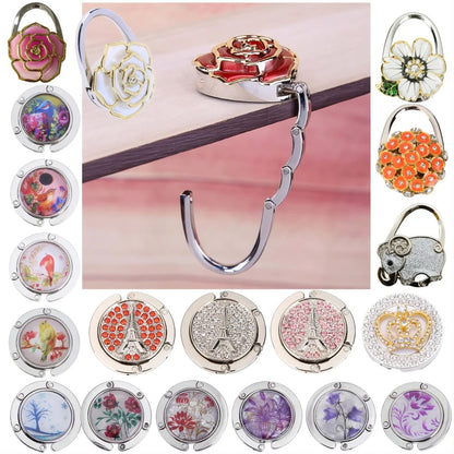 Decorative purse hanger hook clipped to cafe table keeping bag clean off floor - SBDS WORD Canada