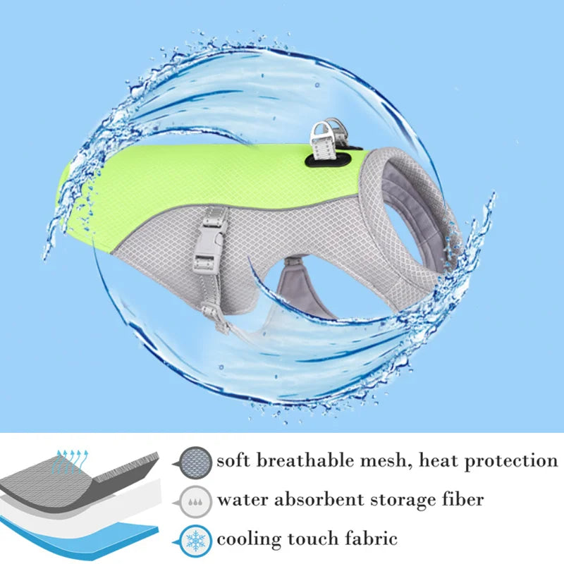 Summer Dog Cooling Vest — Evaporative Cooling Coat for Hot Weather Walks SBDS WORD